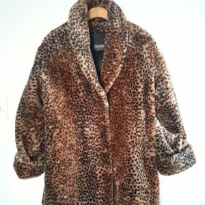 Vintage Faux Fur Leopard Print Swing Coat